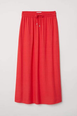 Calf-length Skirt - Red