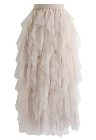 Chic Wish Shooting Stars Asymmetric Tiered Mesh Skirt in Pink - Retro, Indie and Unique Fashion