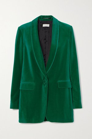 Green Blancho cotton-velvet blazer | Dries Van Noten | NET-A-PORTER