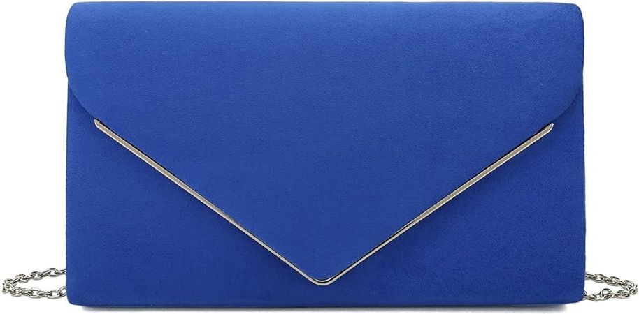 CHARMING TAILOR Faux Suede Clutch Bag Elegant Metal Binding Evening Purse for Wedding/Prom/Black-Tie Events (Royal Blue): Handbags: Amazon.com