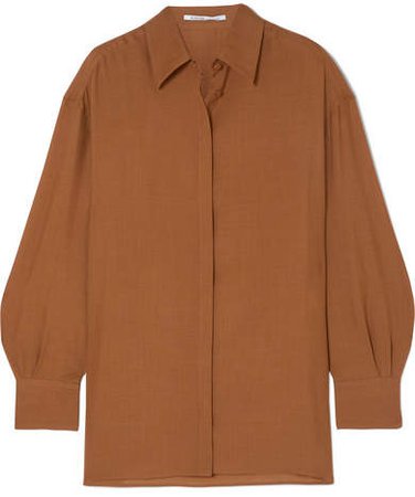 Wool And Cashmere-blend Shirt - Brown