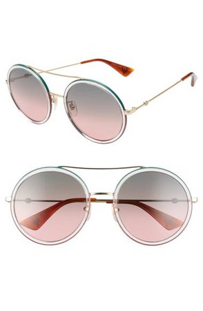 Gucci 56mm Round Halo Frame Sunglasses | Nordstrom