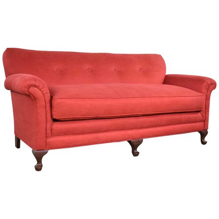 Red Smaller Size Lawson Sofa with Rolled Arms Down Bench Seat and Tight Back For Sale at 1stdibs