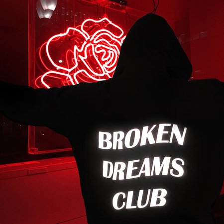 grunge aestic red and black 'broken dreams club' hoodie