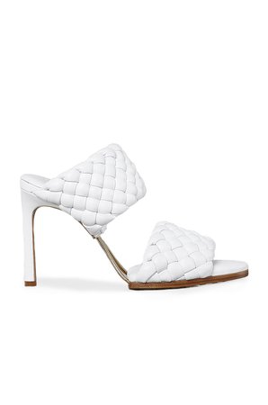 Bottega Veneta Lido Leather Woven Sandals in Optic White | FWRD