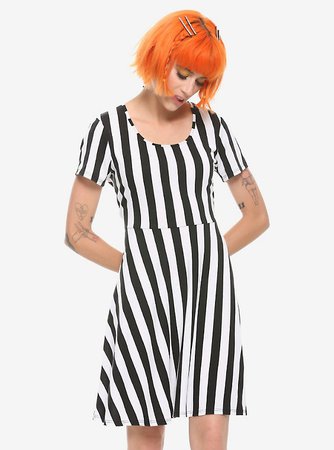 Black & White Striped Skater Dress