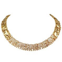 Cartier Paris 1980s Diamond 18 Karat Yellow Gold Choker Necklace