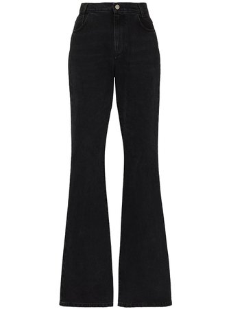 Shop Raf Simons mid-rise flared jeans