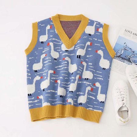 Duck Sweater Vest (Blue/Yellow) – Megoosta Fashion
