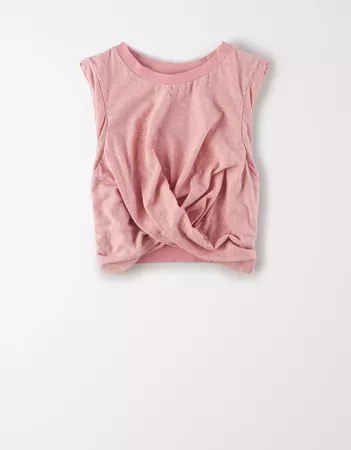 AE Studio Twist Front Cropped Tank Top pink