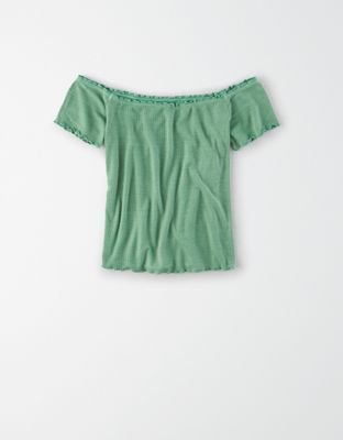 AE Off-The-Shoulder T-Shirt green
