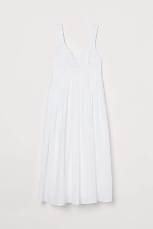 Cotton Dress with Embroidery - White