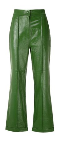green leather pants
