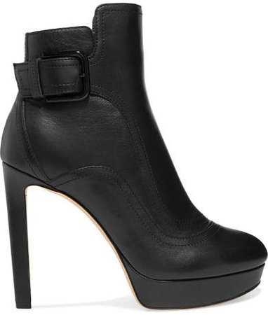 Britney Leather Ankle Boots - Black