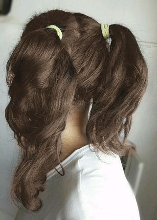 brown hair pigtails