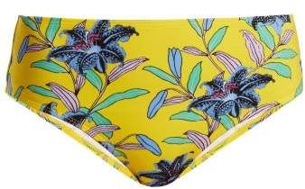 Cheeky Mid Rise Floral Print Bikini Briefs - Womens - Yellow Print