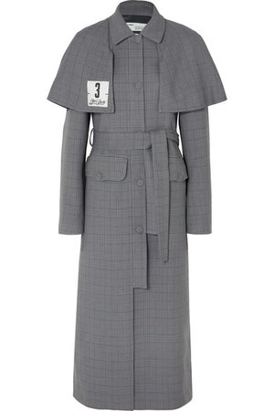 Off-White | Galles appliquéd checked woven trench coat | NET-A-PORTER.COM