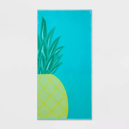 Pineapple Beach Towel XL Aqua Blue - Sun Squad™ : Target