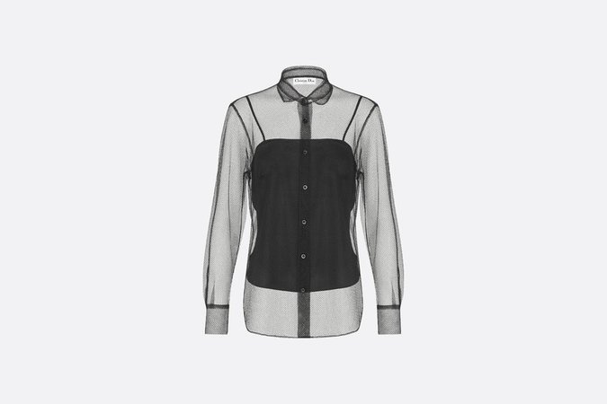 Transparent Button-Down Blouse Black Fishnet - Ready-to-wear - Women's Fashion | DIOR