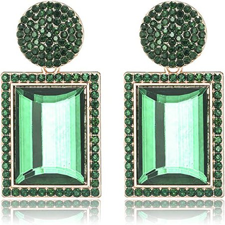 Amazon.com: Rhinestone Crystals Rectangle Dangle Earrings Glass Geometric Statement Earrings for Women KELMALL COLLECTION: Clothing, Shoes & Jewelry