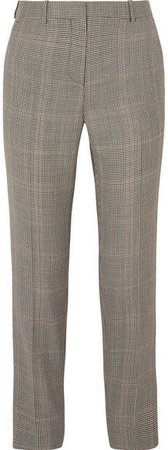 Houndstooth Wool-blend Straight-leg Pants - Gray