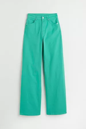 Wide twill trousers - Green - Ladies | H&M IE