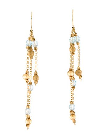 Earrings 18K Topaz chain chains light blue gold Drop Earrings - Earrings - EARRI115714 | The RealReal