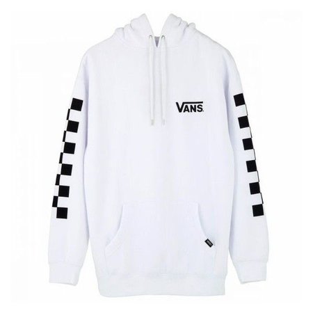 VANS CHECKER OVER SIZE PULL OVER HOODIE WHITE