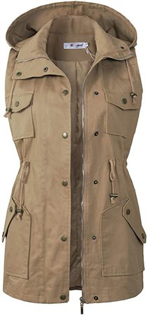 BBX Lephsnt Womens Utility Vest Drawstring Waist Military Sleeveless Jacket at Amazon Women's Coats Shop