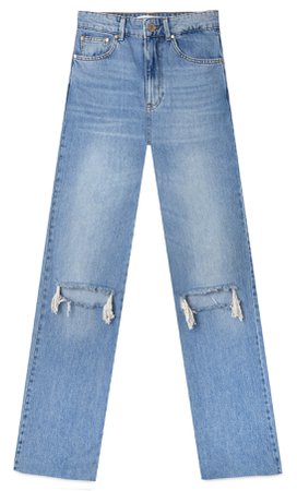 Ripped straight jeans - Women's Just in | Stradivarius United States
