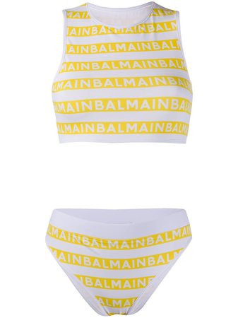 Balmain Bikini Rayé à Logo - Farfetch