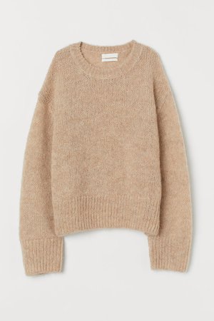 Knit Wool-blend Sweater - Beige melange - Ladies | H&M US