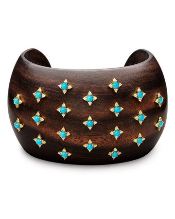 Paul Morelli Sprinkled Turquoise & Diamond Ebony Cuff Bracelet | Neiman Marcus