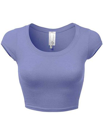 Luna Flower Women's Basic Scoop Neck Short Sleeve Crop Tops at Amazon Women’s Clothing store: