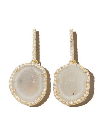 Shop Kimberly McDonald 18kt yellow gold geode and diamond drop earrings with Express Delivery - FARFETCH