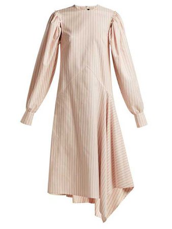 Robe midi en soie et coton à rayures fines | CALVIN KLEIN 205W39NYC | MATCHESFASHION.COM FR