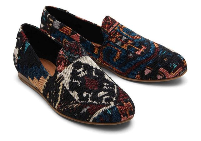 Women's Black Patchwork Global Woven Darcy Flats