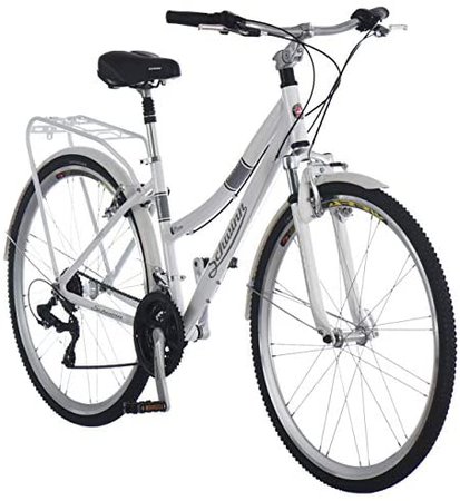 Amazon.com : Schwinn Discover Hybrid Bike for Men and Women, 21-Speed, 28-inch Wheels, 16-inch/Small Frame, White : Hybrid Bicycles : Sports & Outdoors