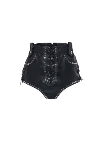 LACE UP LEATHER HOTPANTS WITH EMBELLISHMENT – Alessandra Rich