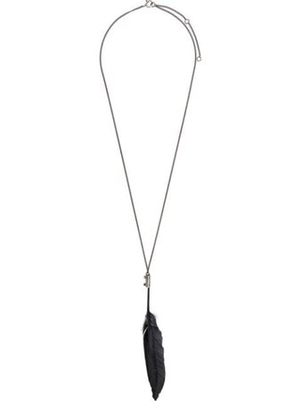 Ann Demeulemeester feather necklace black 19020514W001 - Farfetch