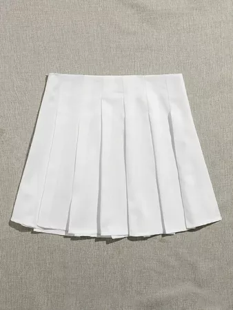 Solid Pleated Skirt | ROMWE USA
