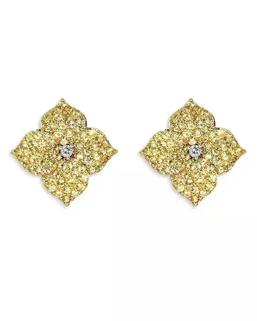 PIRANESI 18K Yellow Gold Yellow Sapphire & Diamond Large Flower Earrings