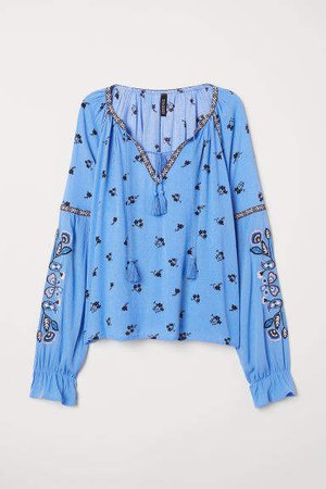 Embroidered Blouse - Blue