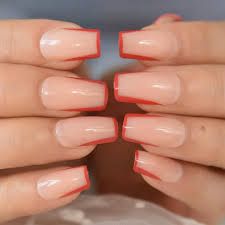 red and nude short nails - Google Search