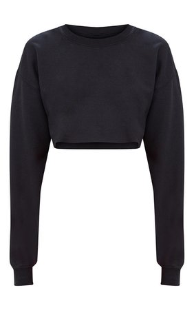 black sweater cropped top