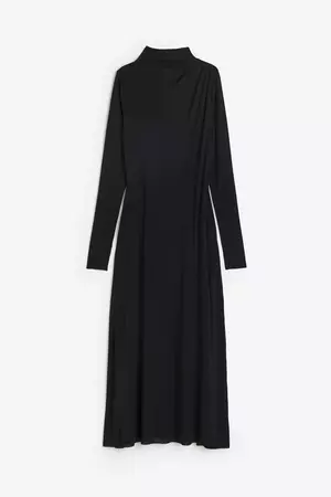 Jersey Mock Turtleneck Dress - Black - Ladies | H&M US