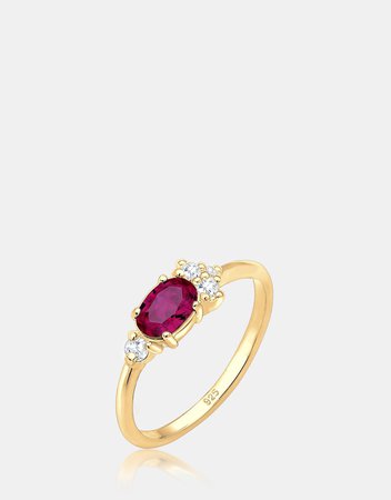 Ring Cubic Zirconia Synthetic Ruby 925 Sterling Silver Gold Plated by Elli Jewelry Online | THE ICONIC | Australia