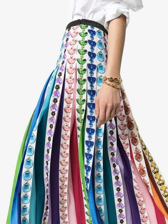 Mary Katrantzou Bottle Print Rainbow Pleat Maxi Skirt - Farfetch