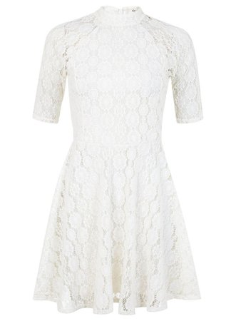 White Lace High Neck Dress