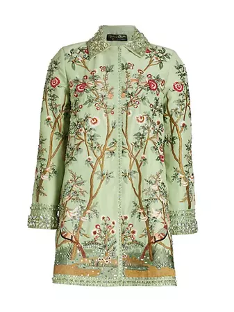 Shop Alice + Olivia Liv Floral Embroidered A-Line Coat | Saks Fifth Avenue